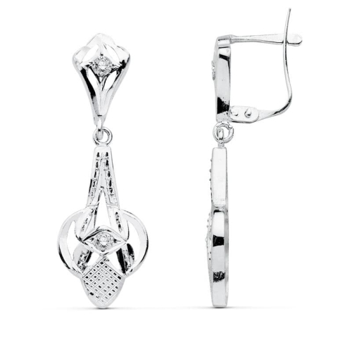 18K PENDIENTES CUBANAS ORO BLANCO 32X10 MM CIERRE CATALAN 3,10gr