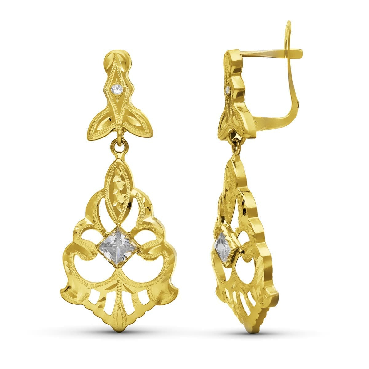 18K PENDIENTES ORO AMARILLO CUBANAS 38X16 MM CIERRE CATALAN 3