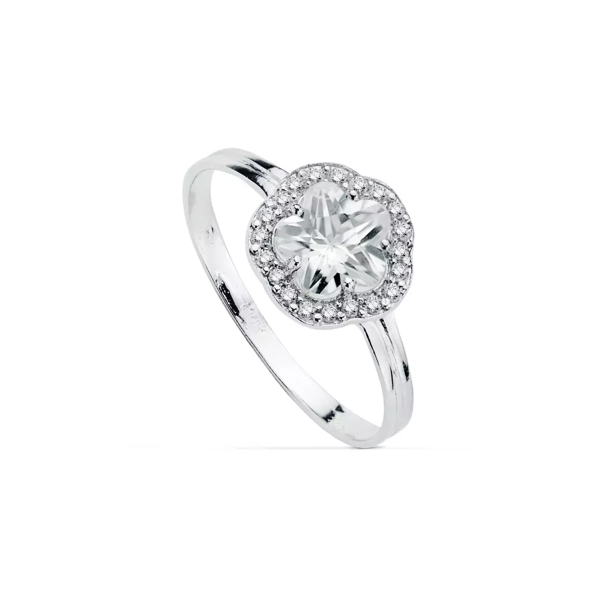 18K SORTIJA ORO BLANCO CON FLOR Y CIRCONITAS. ANCHO: 9 MM 1