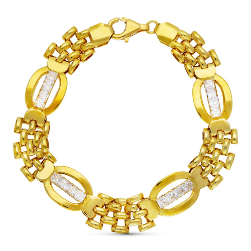 18K PULSERA ORO AMARILLO PANTER Y CIRCONITAS 18