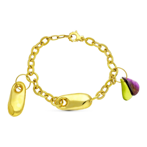 18K PULSERA ORO AMARILLO PIEDRA COLOR COLGANTE 14
