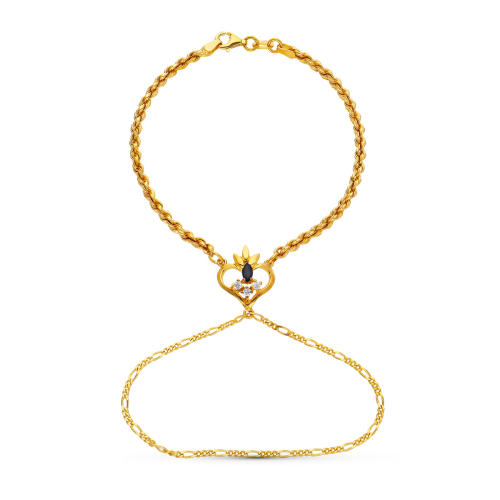 18K PULSERA ORO AMARILLO INDIA ZAFIRO CORAZON 8