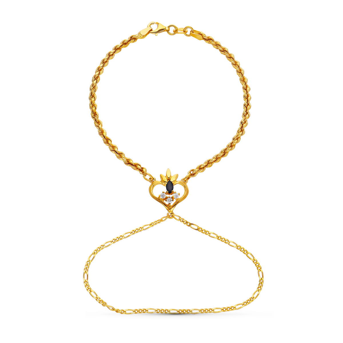 18K PULSERA ORO AMARILLO INDIA ZAFIRO CORAZON 8