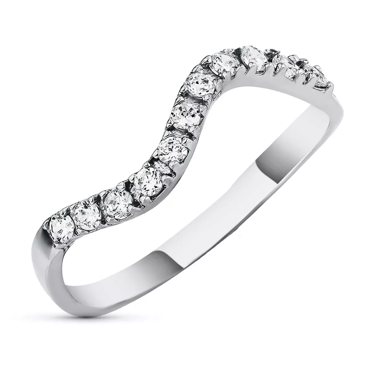 18K SORTIJA ORO BLANCO ONDAS CON CIRCONITAS. ANCHO: 2 MM 1