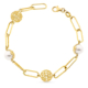 18K PULSERA ORO AMARILLO PERLA Y BOLAS CALADAS ANCHO 9 MM LARGO 19CM 5