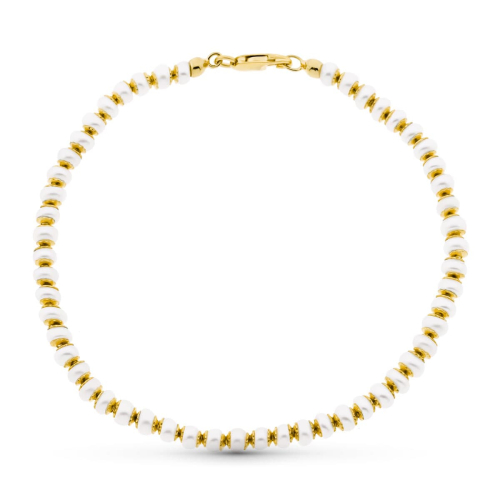 18K PULSERA ORO AMARILLO PERLA 18.5 CM 5