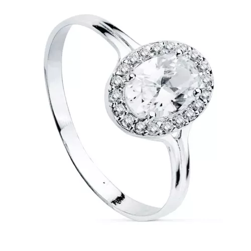 18K SORTIJA ORO BLANCO MOTIVO OVAL CON CIRCONITAS. MEDIDA: 10X8 MM 1
