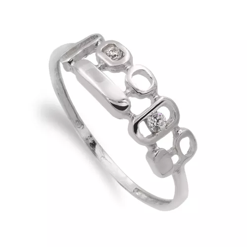 18K SORTIJA ORO BLANCO CON MOTIVOS Y CIRCONITAS. ANCHO: 5 MM 1