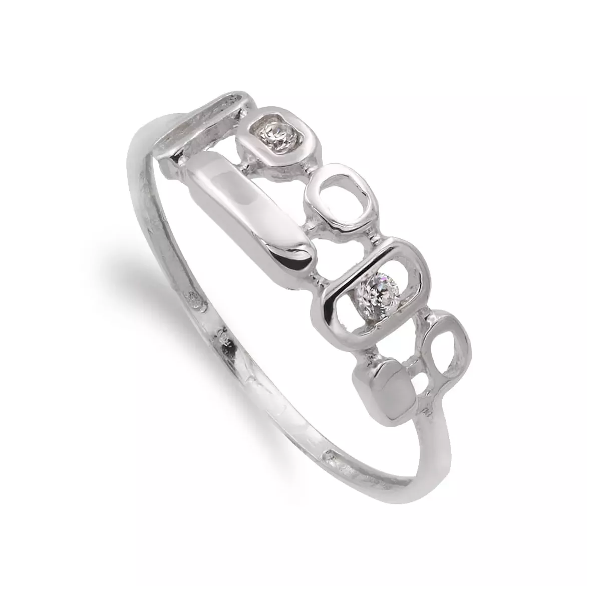 18K SORTIJA ORO BLANCO CON MOTIVOS Y CIRCONITAS. ANCHO: 5 MM 1