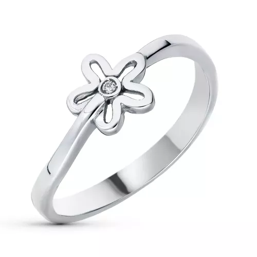 18K SORTIJA ORO BLANCO FLOR CALADA CON CIRCONITAS. ANCHO: 6