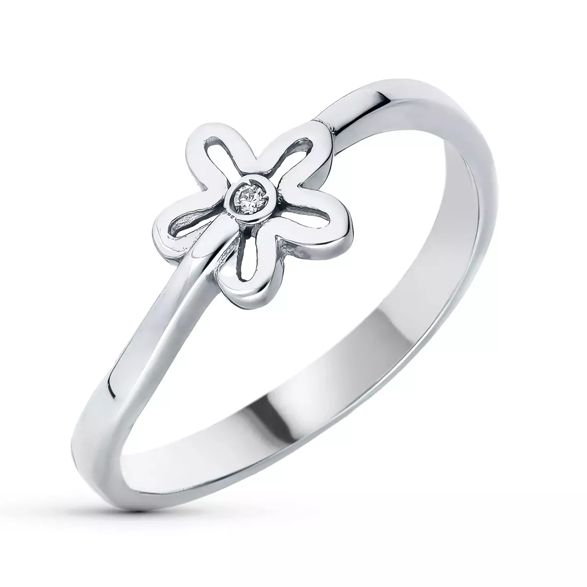 18K SORTIJA ORO BLANCO FLOR CALADA CON CIRCONITAS. ANCHO: 6