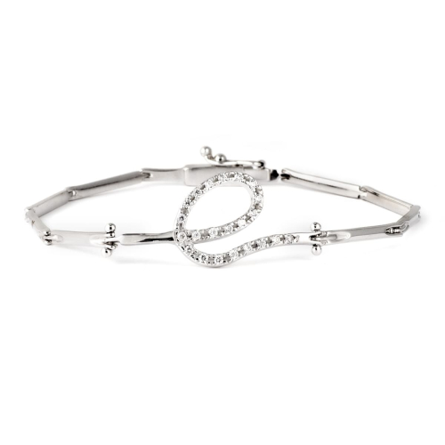 18K PULSERA ORO BLANCO ESLABONES CON CIRCONITAS 6