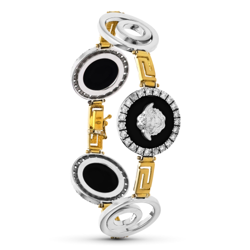 18K PULSERA ORO BICOLOR MEDUSAS CIRCONITAS 28