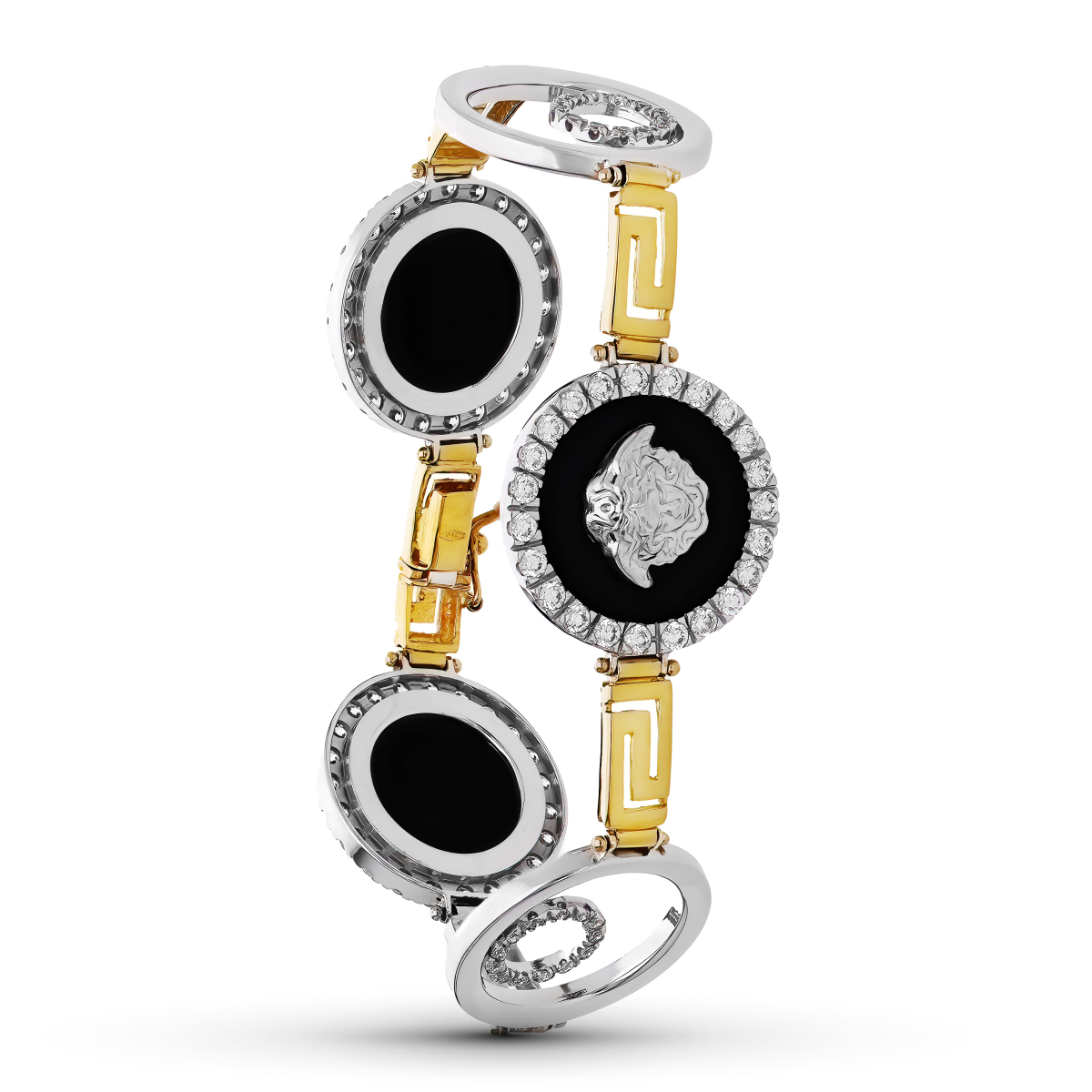 18K PULSERA ORO BICOLOR MEDUSAS CIRCONITAS 27