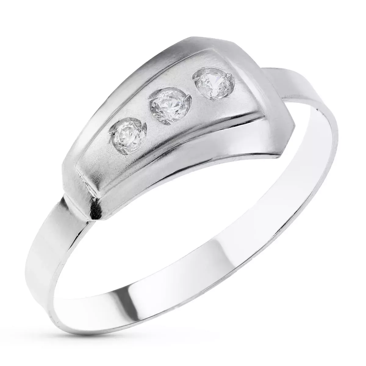 18K SORTIJA ORO BLANCO MATE Y BRILLO CON CIRCONITAS. ANCHO: 8 MM 1