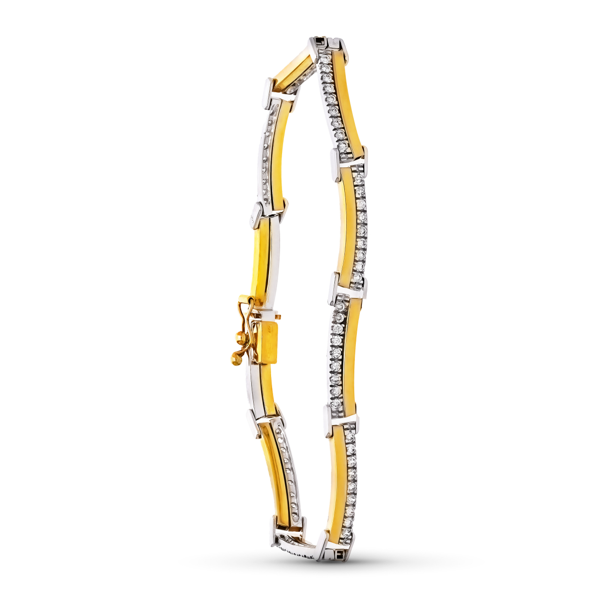 18K PULSERA ORO BICOLOR CIRCONITA BARRAS 15