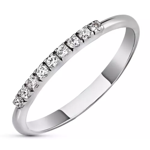 18K SORTIJA ORO BLANCO FINA CON CIRCONITAS EN GARRAS. ANCHO: 1