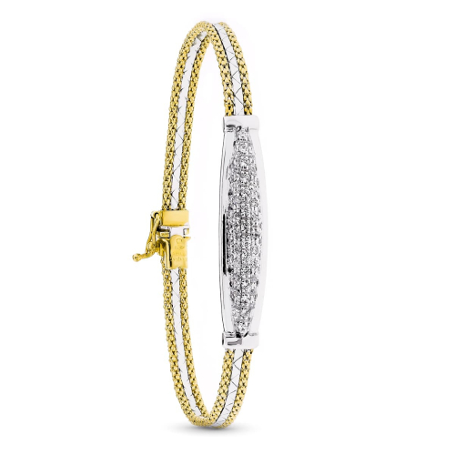 18K PULSERA ORO BICOLOR SEMIRIGIDA CON CIRCONITAS 11