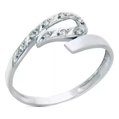 18K SORTIJA ORO BLANCO CRUZADA CON CIRCONITAS. ANCHO 7 MM 1