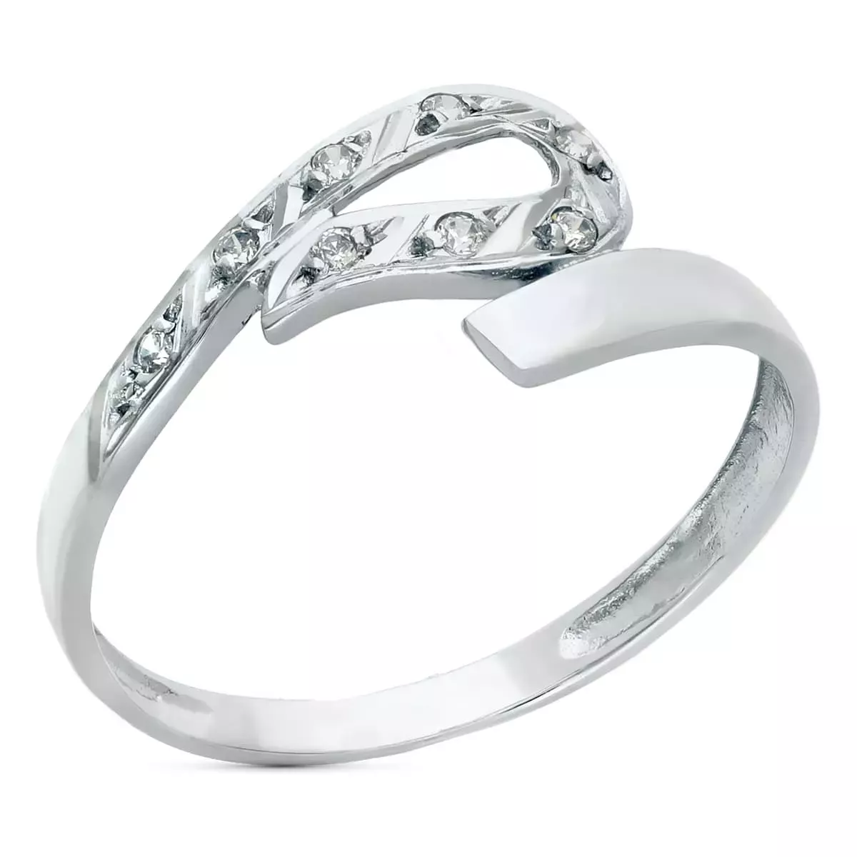 18K SORTIJA ORO BLANCO CRUZADA CON CIRCONITAS. ANCHO 7 MM 1