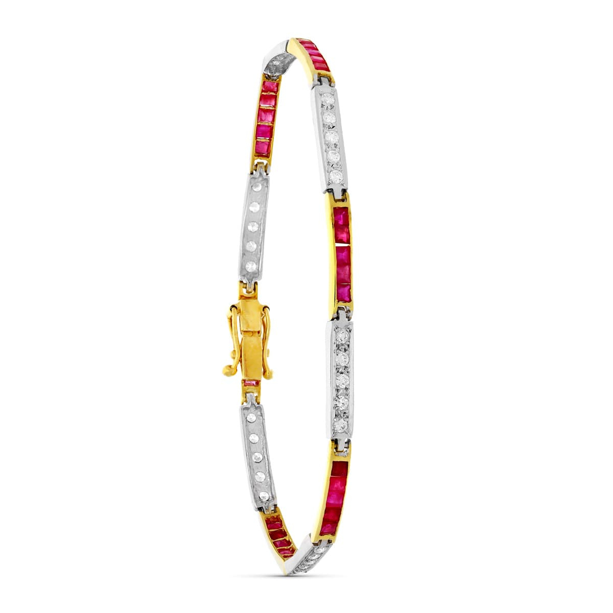 18K PULSERA ORO BICOLOR RIGIDA CIRCONITAS 7