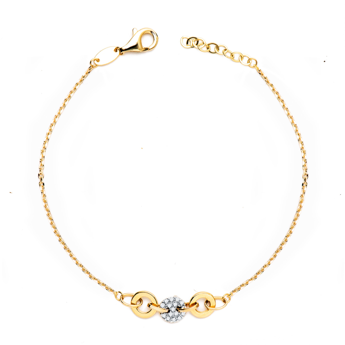 18K PULSERA ORO BICOLOR CADENITA FORZADA Y MOTIVO CON CIRCONITA ANCHO: 6 MM. LARGO: 19CM 2