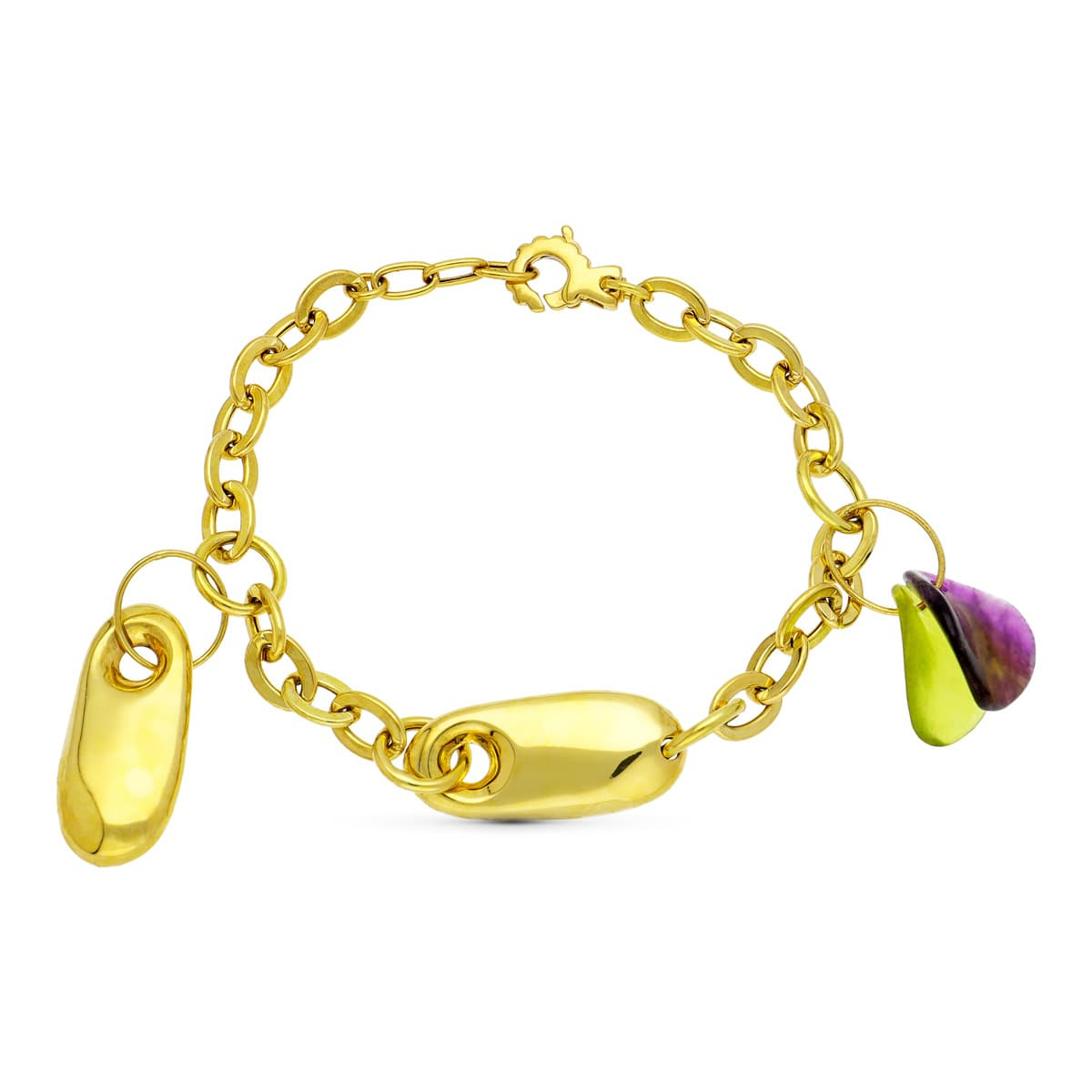 18K PULSERA ORO AMARILLO PIEDRA COLOR COLGANTE 14