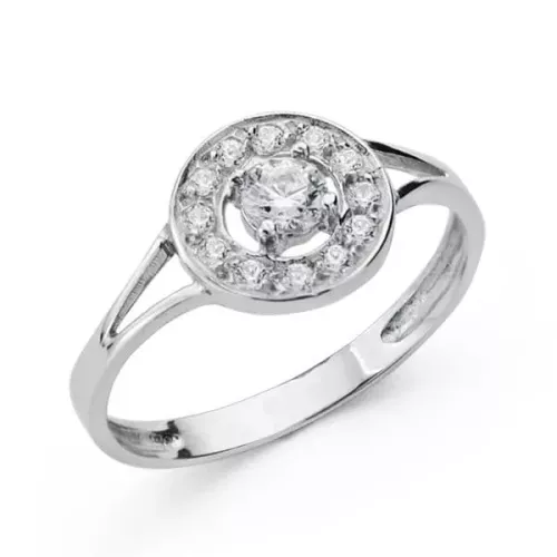 18K SORTIJA ORO BLANCO MOTIVO REDONDO CON CIRCONITAS. ANCHO: 8