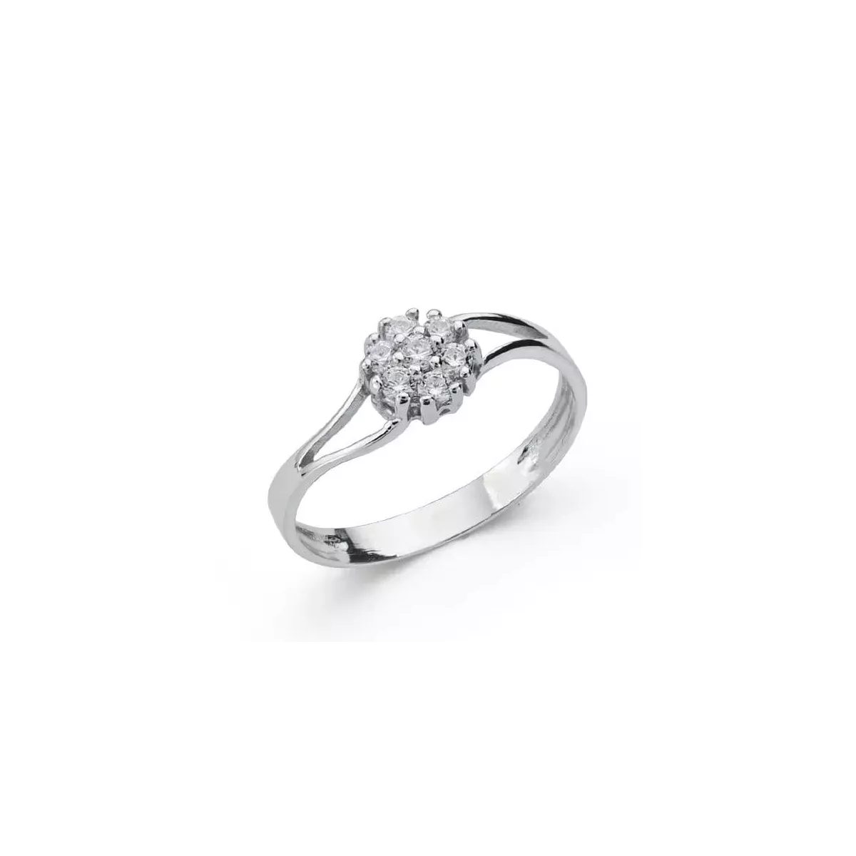 18K SORTIJA ORO BLANCO CUAJO CON CIRCONITAS. ANCHO: 5