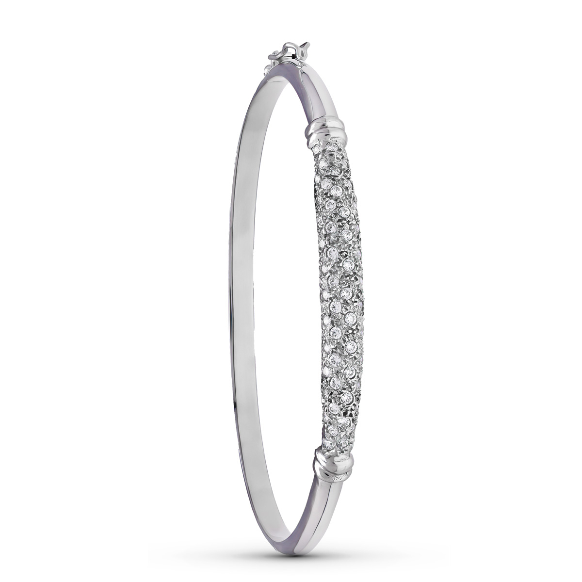 18K PULSERA ORO BLANCO MEDIA CAÑA CIRCONITAS 10