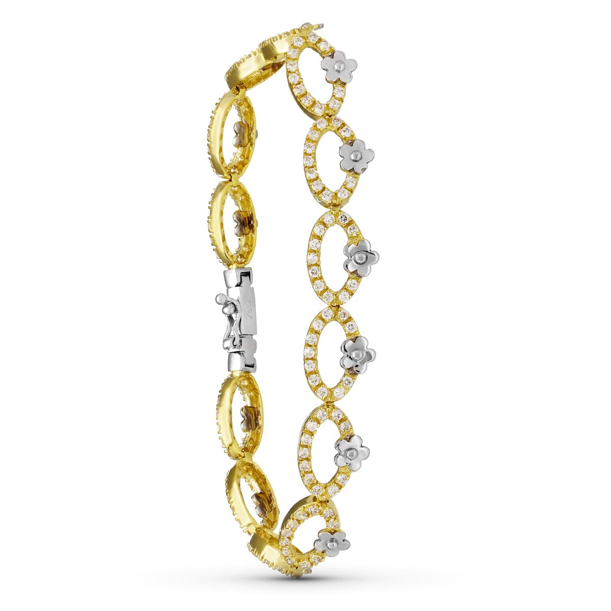 18K PULSERA ORO BICOLOR CIRCONITA FLORES 15