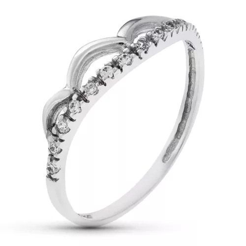 18K SORTIJA ORO BLANCO ONDAS LISAS Y CIRCONITAS. ANCHO: 4