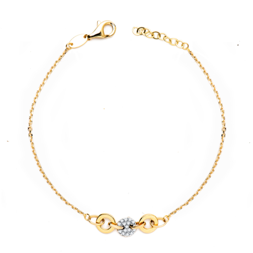 18K PULSERA ORO BICOLOR CADENITA FORZADA Y MOTIVO CON CIRCONITA ANCHO: 6 MM. LARGO: 19CM 2