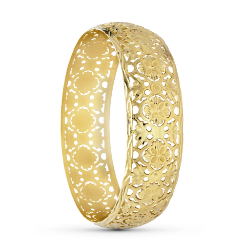 18K PULSERA MEDIA CAÑA ORO AMARILLO MORUNA MEDIDA INTERIOR REDONDO 73 MM ANCHO TOTAL 22 MM SIN CIERRE 34