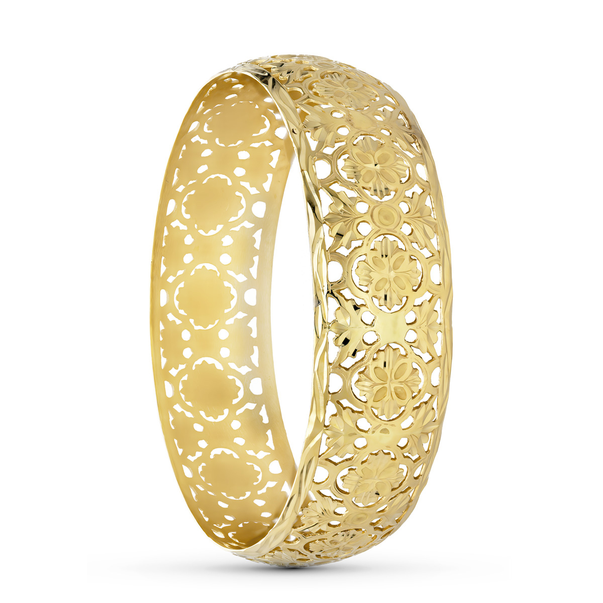 18K PULSERA MEDIA CAÑA ORO AMARILLO MORUNA MEDIDA INTERIOR REDONDO 73 MM ANCHO TOTAL 22 MM SIN CIERRE 34