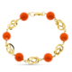 18K PULSERA ORO AMARILLO JAULAS CORAL FINO JAPONES 9 9.5 MM 19CM 11