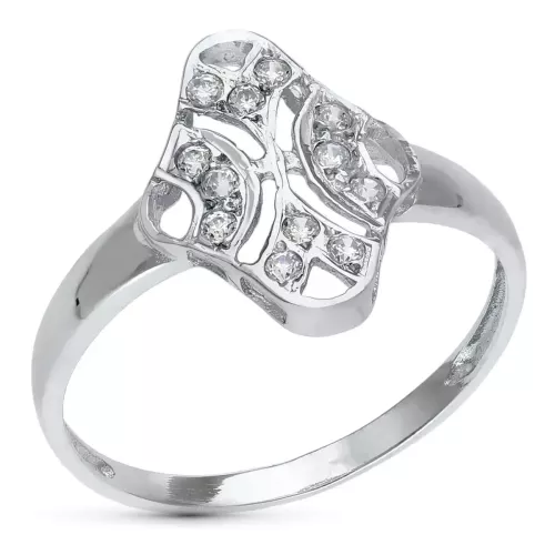 18K SORTIJA ORO BLANCO MOTIVO CALADO ROMBO 15X10 MM CON CIRCONITAS. ANCHO: 15 MM 1