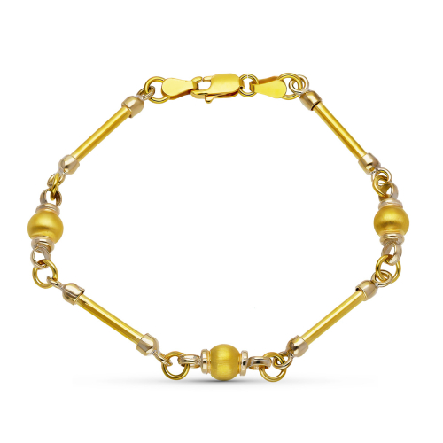 18K PULSERA ORO AMARILLO BARRA Y BOLAS 9