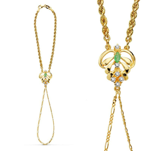 18K PULSERA ORO AMARILLO INDIA PIÑA Y CORDON 9