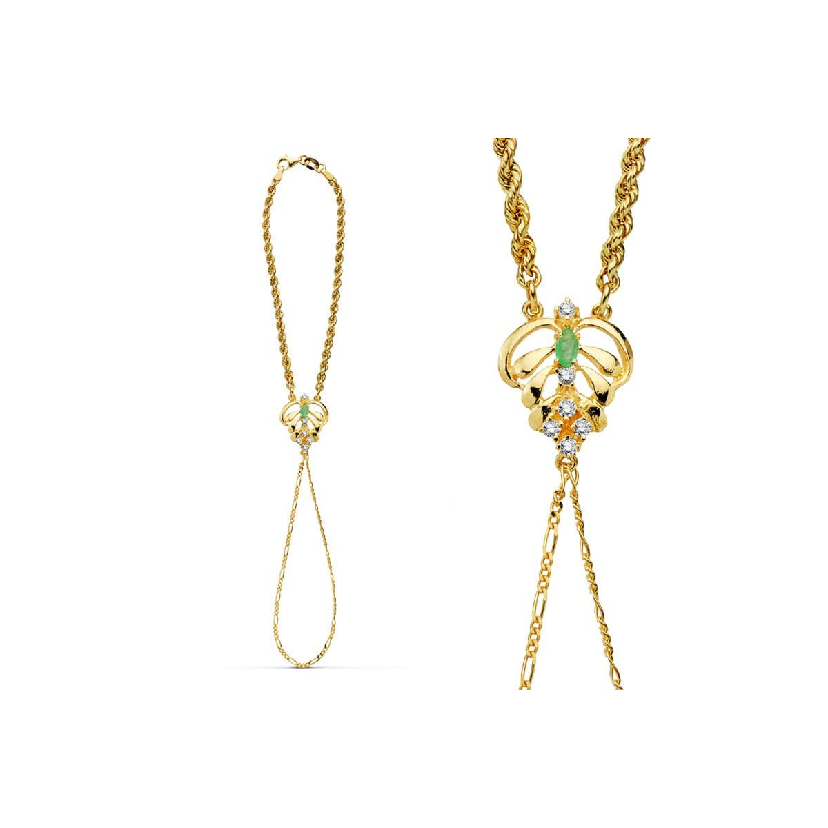 18K PULSERA ORO AMARILLO INDIA PIÑA Y CORDON 9