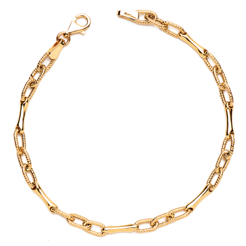 18K PULSERA ORO AMARILLO HUECA ESLABON Y TRAMO ANCHO: 4 MM. LARGO: 19CM 4