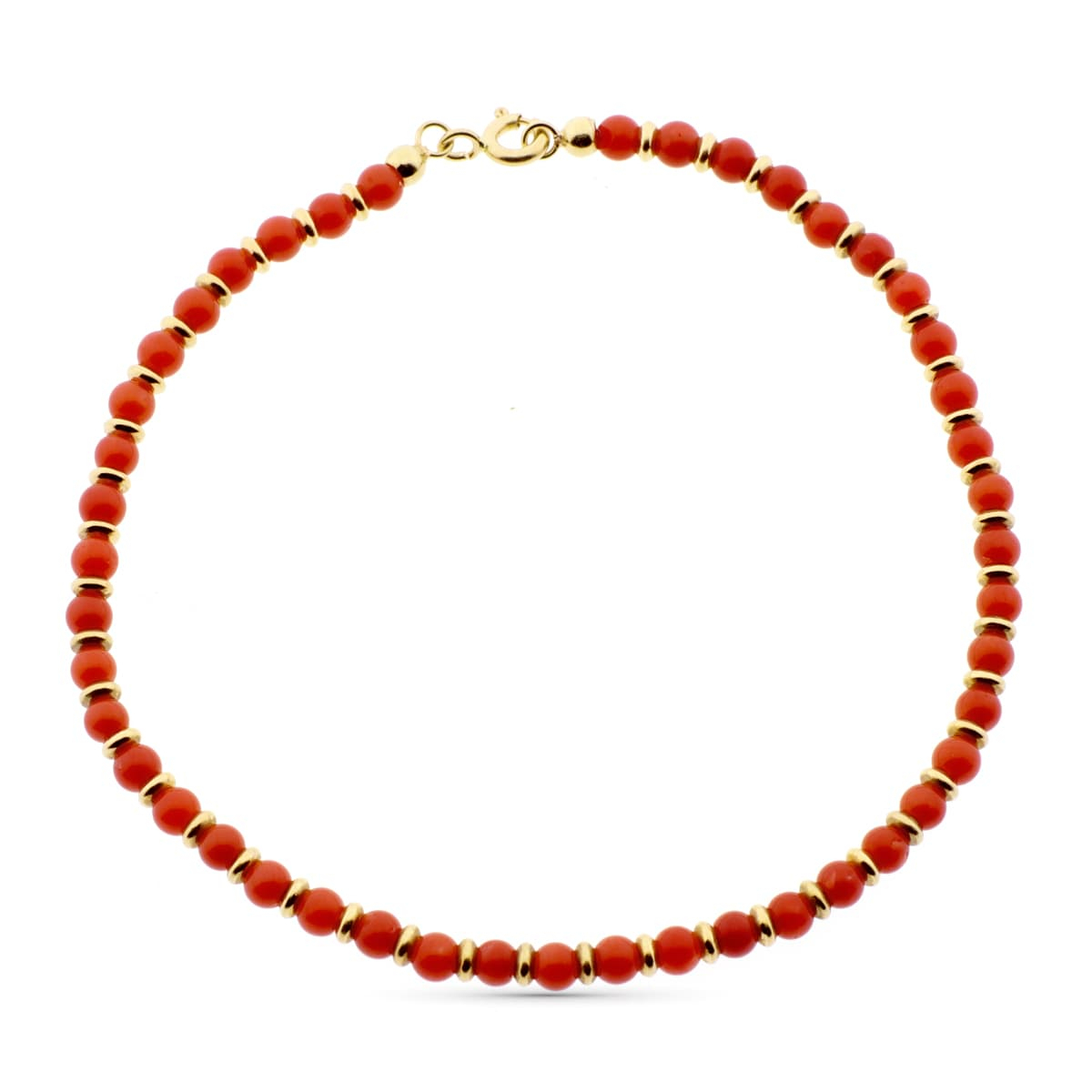 18K PULSERA ORO AMARILLO CORAL FINO CERDEÑA Y ANILLAS ORO EN BRILLO 19CM 3