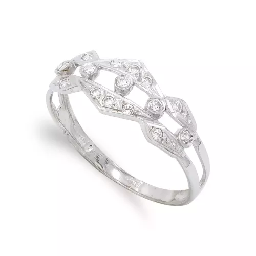 18K SORTIJA ORO BLANCO CON CIRCONITAS. ANCHO: 7