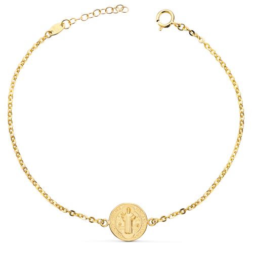 18K PULSERA ORO AMARILLO CON MEDALLA ORO AMARILLO SAN BENITO 12 MM. LARGO: 18+2 CM 1