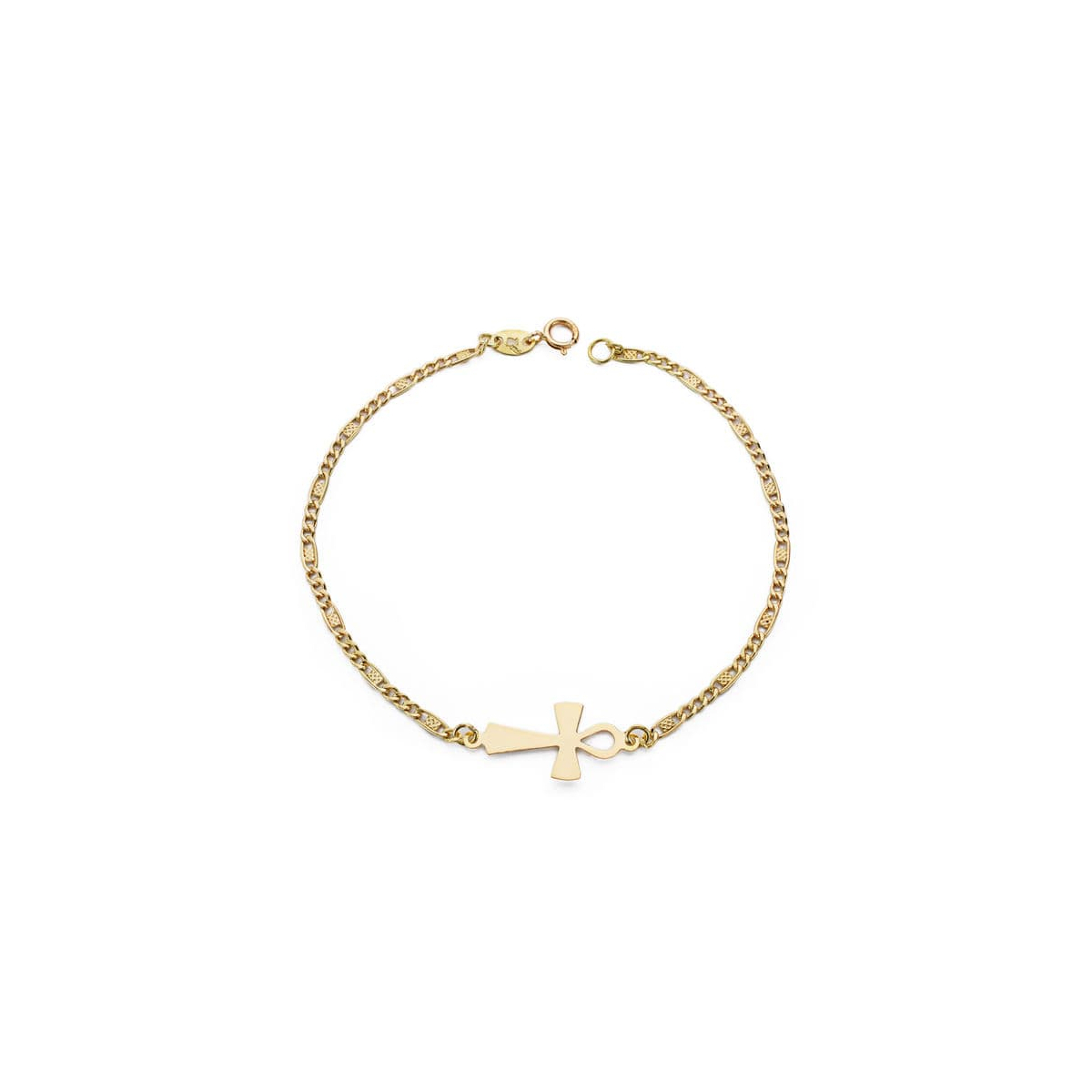 18K PULSERA ORO AMARILLO CRUZ DE LA VIDA 19CM 1