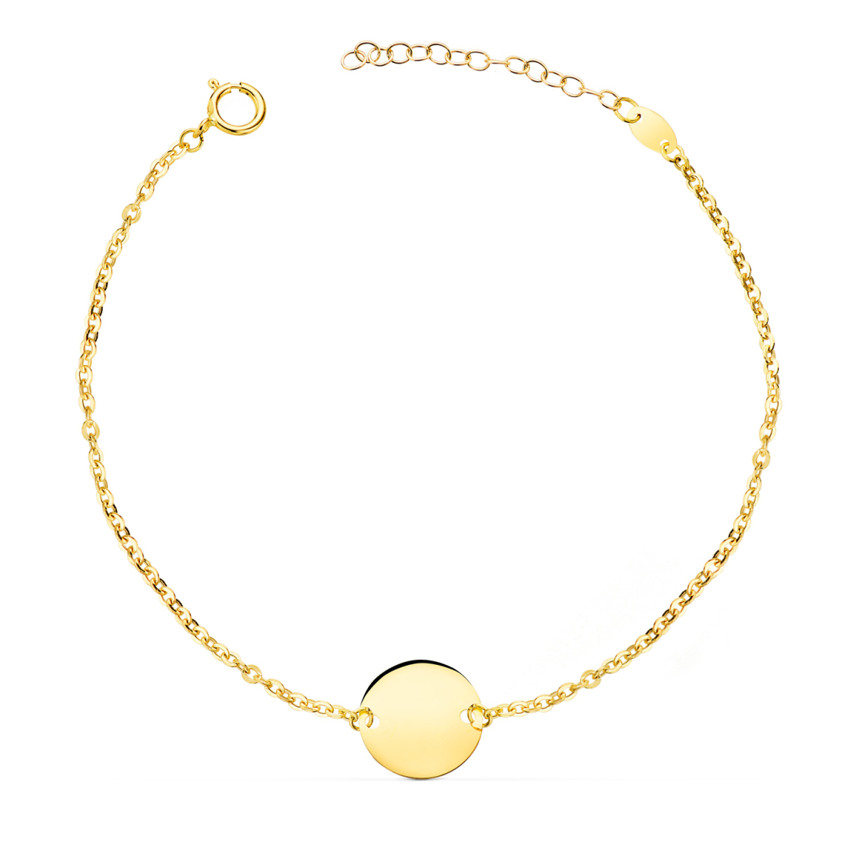 18K PULSERA ORO AMARILLO DISCO EN BRILLO REDONDO 12 MM. LARGO: 18 3 CM 1