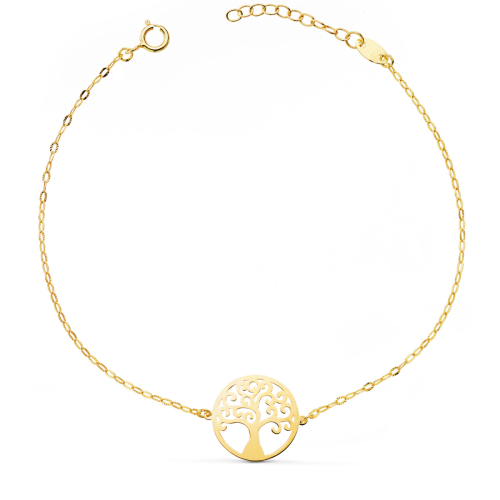18K PULSERA ORO AMARILLO ARBOLDE LA VIDA 14MM CADENA TALLADA. LARGO: 17 3 CM 1