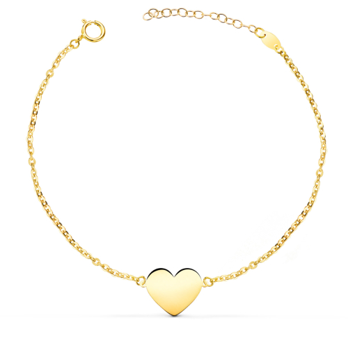 18K PULSERA ORO AMARILLO CORAZON EN BRILLO 12X10 MM. LARGO: 18 2 CM 1