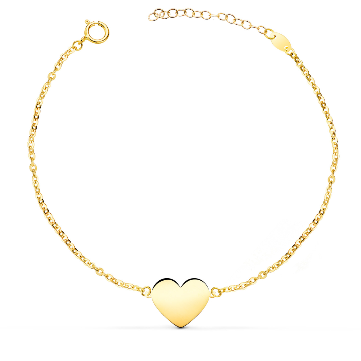 18K PULSERA ORO AMARILLO CORAZON EN BRILLO 12X10 MM. LARGO: 18 2 CM 1