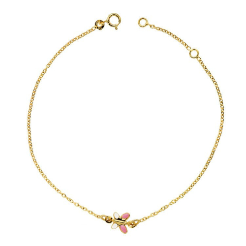 18K PULSERA ORO AMARILLO MARIPOSA ESMALTE 18CM 1.20CM 1